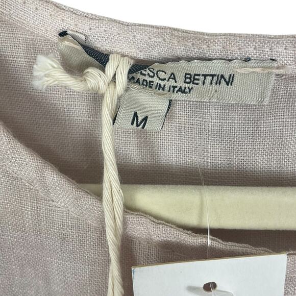 Francesca Bettini 100% Italian Linen Double Layer Bell sleeve Dress Medium NWT - Picture 7 of 12